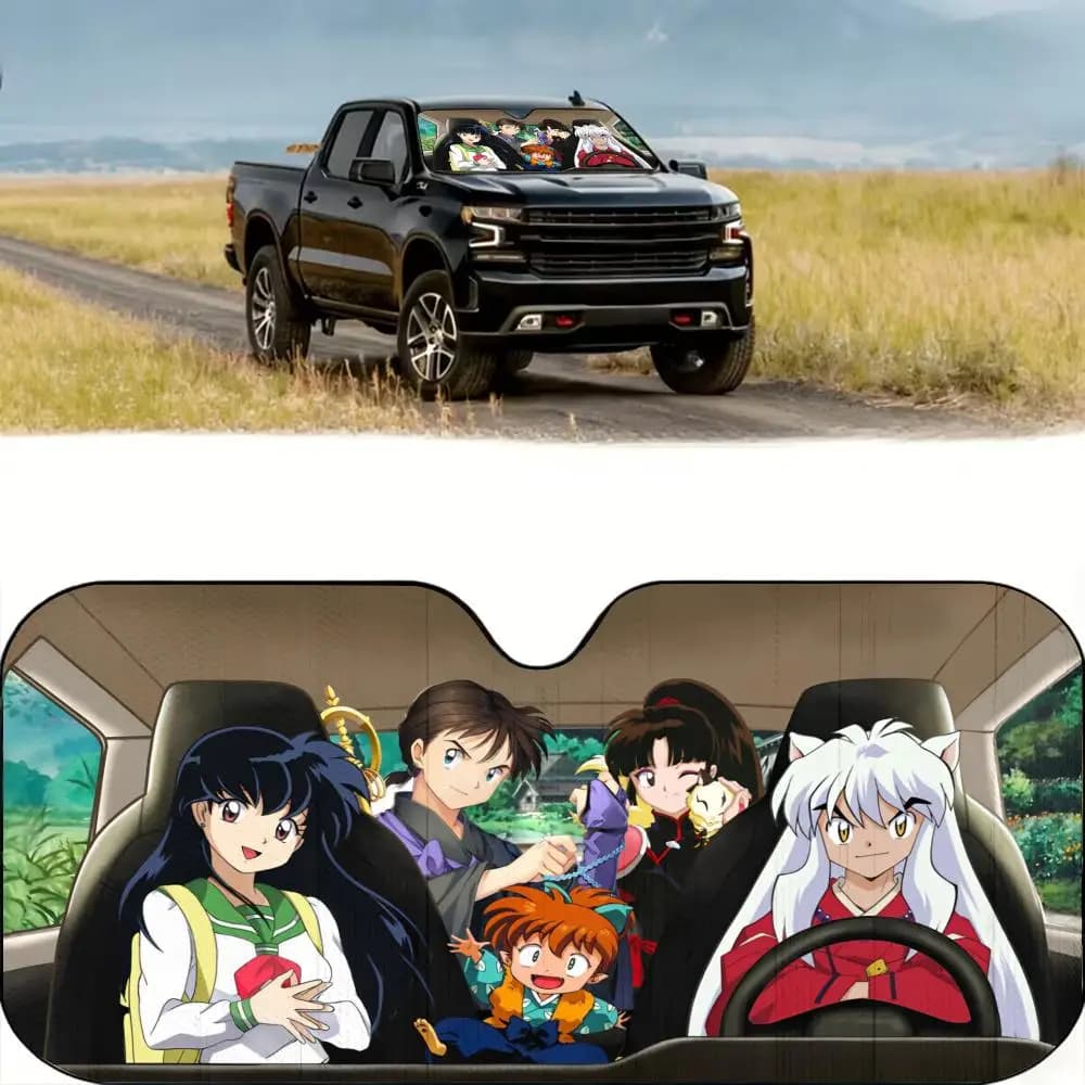Parasole Anime I-Inuyasha riutilizzabile in lamina di alluminio con protezione UV e isolamento termico a tre strati per parabrezza