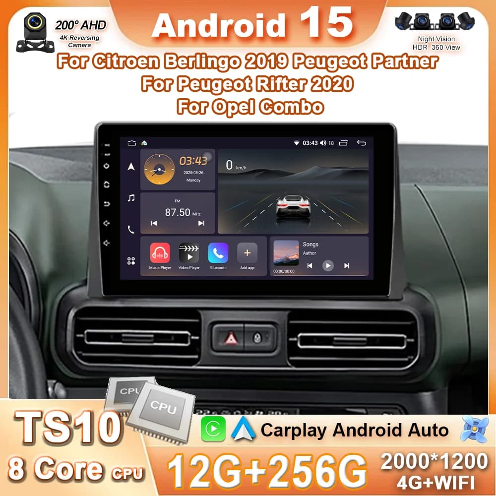 Android 15 Carplay Autoradio Stereo Per Citroen Berlingo 2019 Peugeot Partner Refter 2020 For Opel Combo Multimedia Video Reader