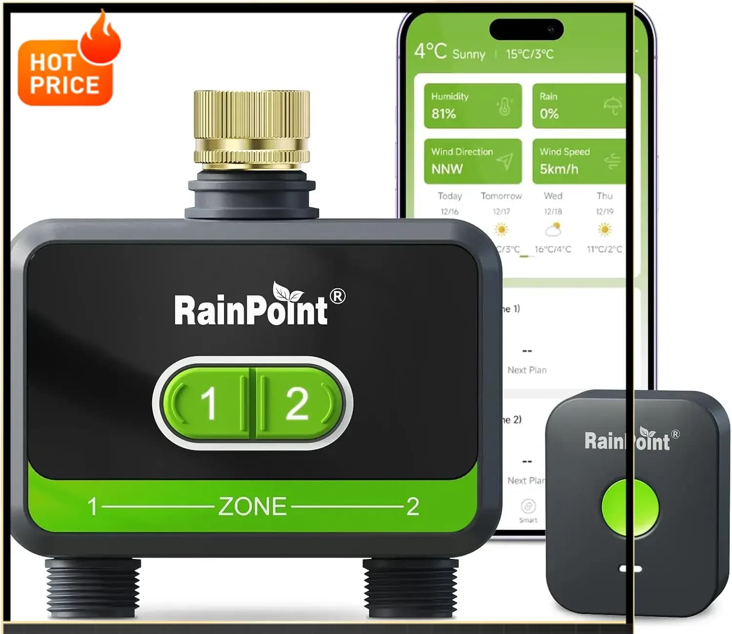 Bestseller! Timer WiFi per Tubo da Giardino con Ingresso in Ottone, Timer Intelligente a 2 Zone, Controller Irrigazione WiFi