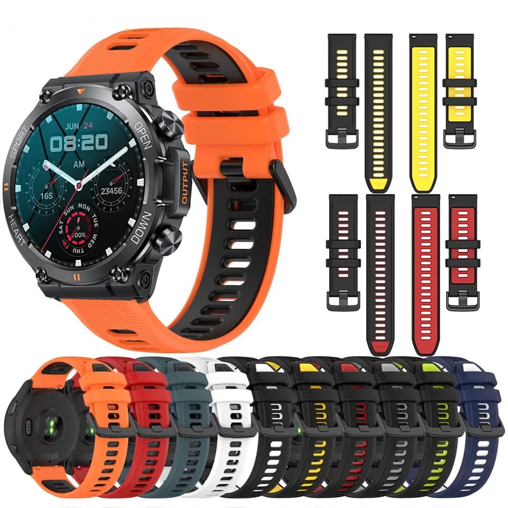 Cinturino sportivo in silicone per MEVADEN MD56 MD52 Smart Watch Cinturino da polso traspirante rapido da 22 mm per accessori MEVADEN MD56 MD52
