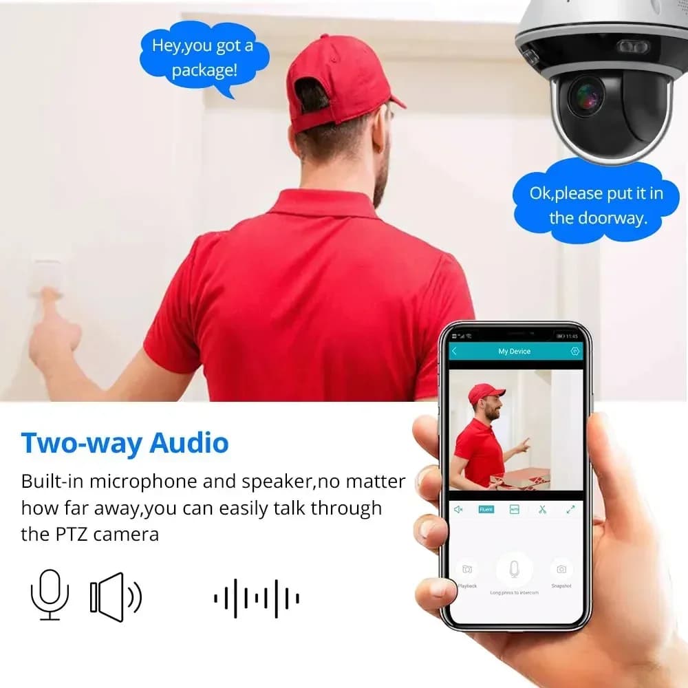 Kit di Videosorveglianza con Telecamera Dome POE 4K Zoom 10X, Sistema di Sicurezza XMEYE 8CH 8MP POE NVR, Audio Bidirezionale, Telecamera IP Dome POE CCTV
