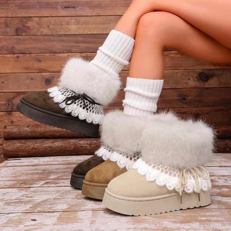 Large size thick soled women's snow boots, new style with suede and thickened women's casual cotton shoes and boots
