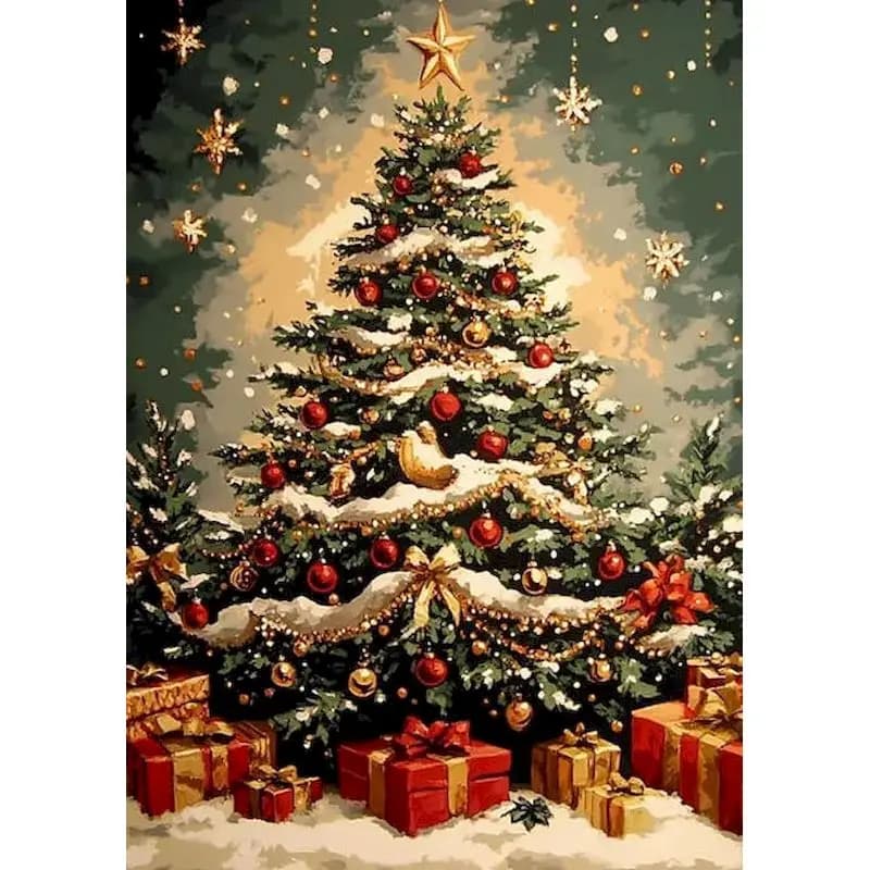 GATYZTORY Paint By Numbers Gift Canvas Painting Christmas Tree Acrylic Painting on Canvas Wall Art Picture Drawing Home Decor