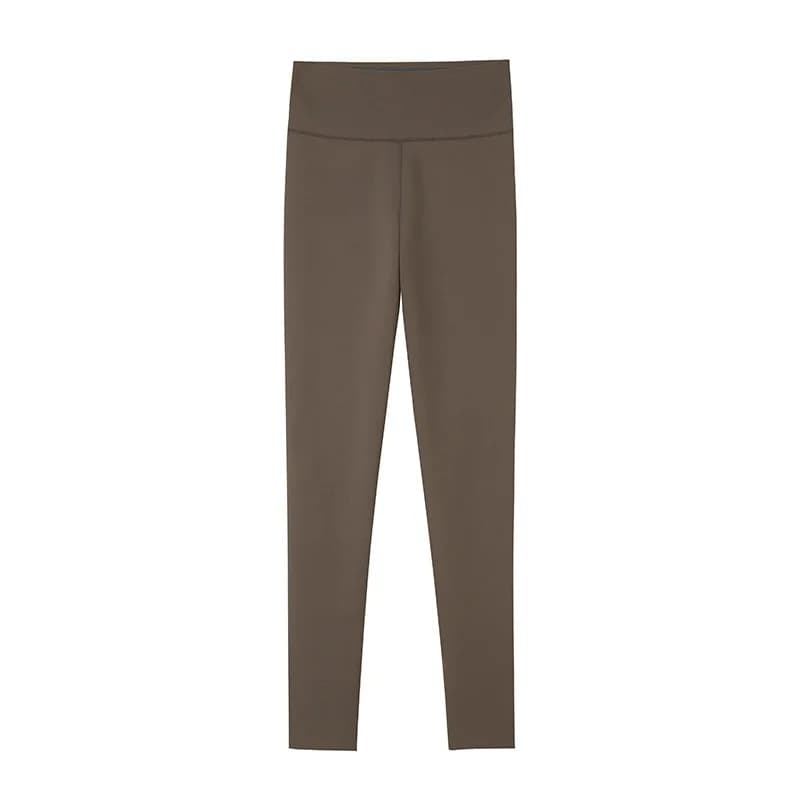 Pantaloni attillati con pile da donna Leggings a vita alta per l'autunno e l'inverno Pantaloni da yoga spessi e caldi slim fit per esterni