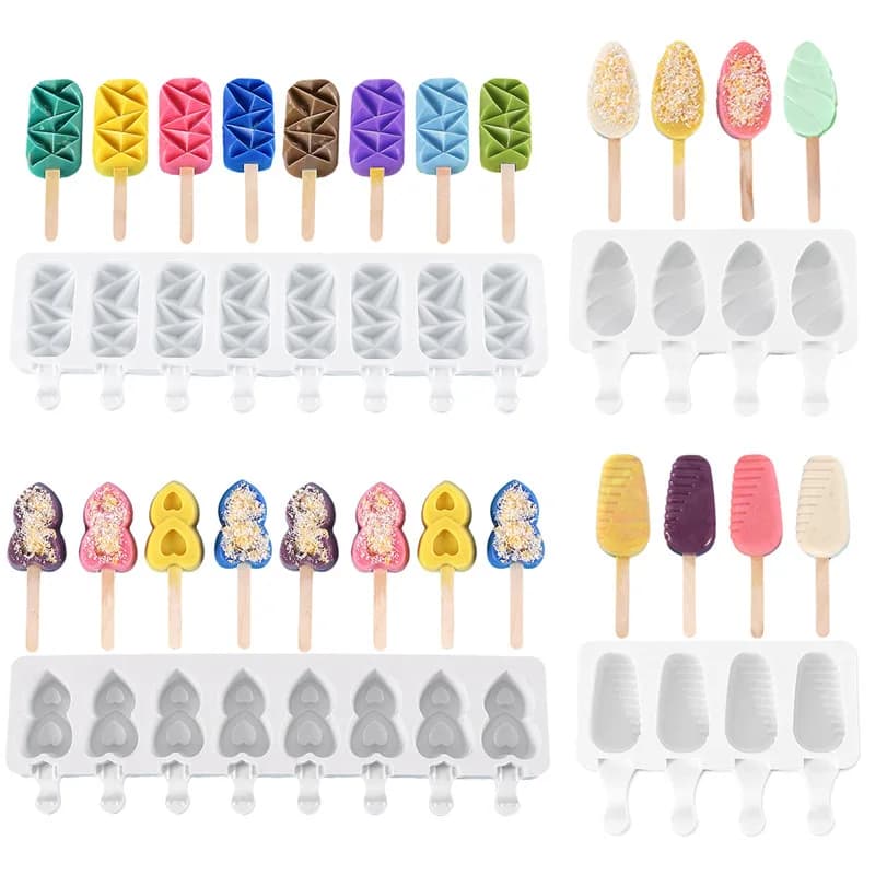 Nuovo stampo per gelato in silicone fai da te amore ovale cartone animato ghiacciolo pasticceria cioccolato cammeo stampo estivo cubo di ghiaccio che fa kit utensili da cucina