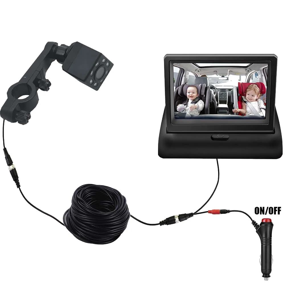 Monitor retrovisore per auto per bambini HD da 4,3 pollici Display per retromarcia Telecamera per retromarcia per visione notturna per installazione semplice del veicolo
