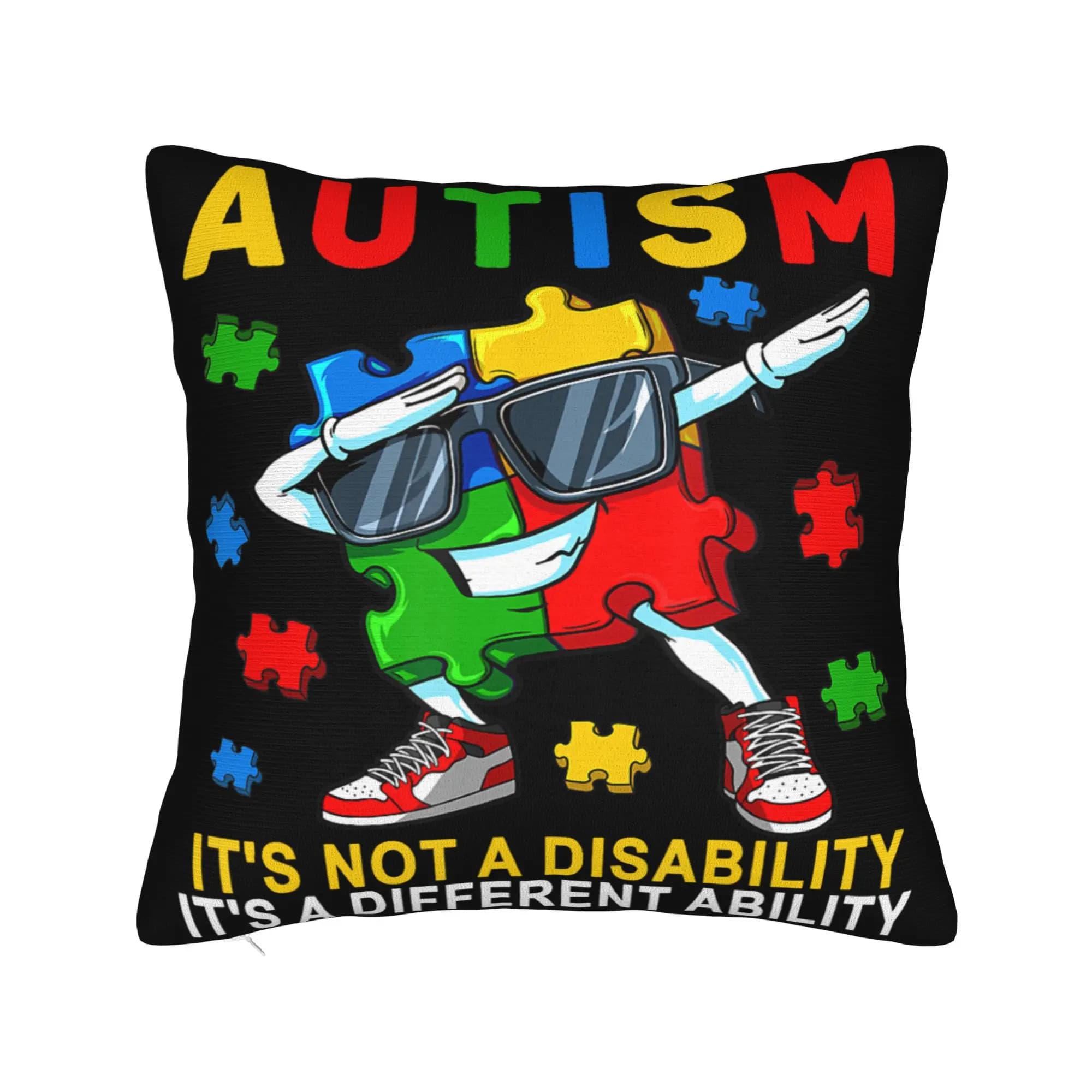 Decorative Pillowcases Dabbing Puzzle Autism Awareness Merch Home Throw Pillow Case Cover Square Multi Size
