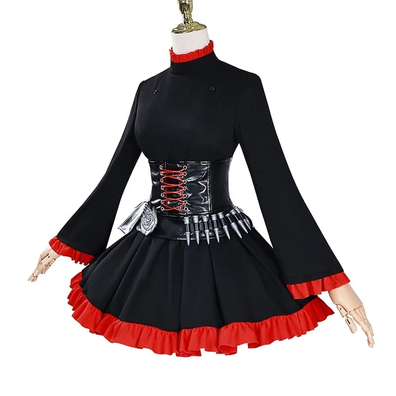 Costume Cosplay Ruby Rose RWBY, Parrucca e Abito Rosso, Mantello per Donna, Outfit per Halloween, Carnevale, Comic-con e Giochi di Ruolo