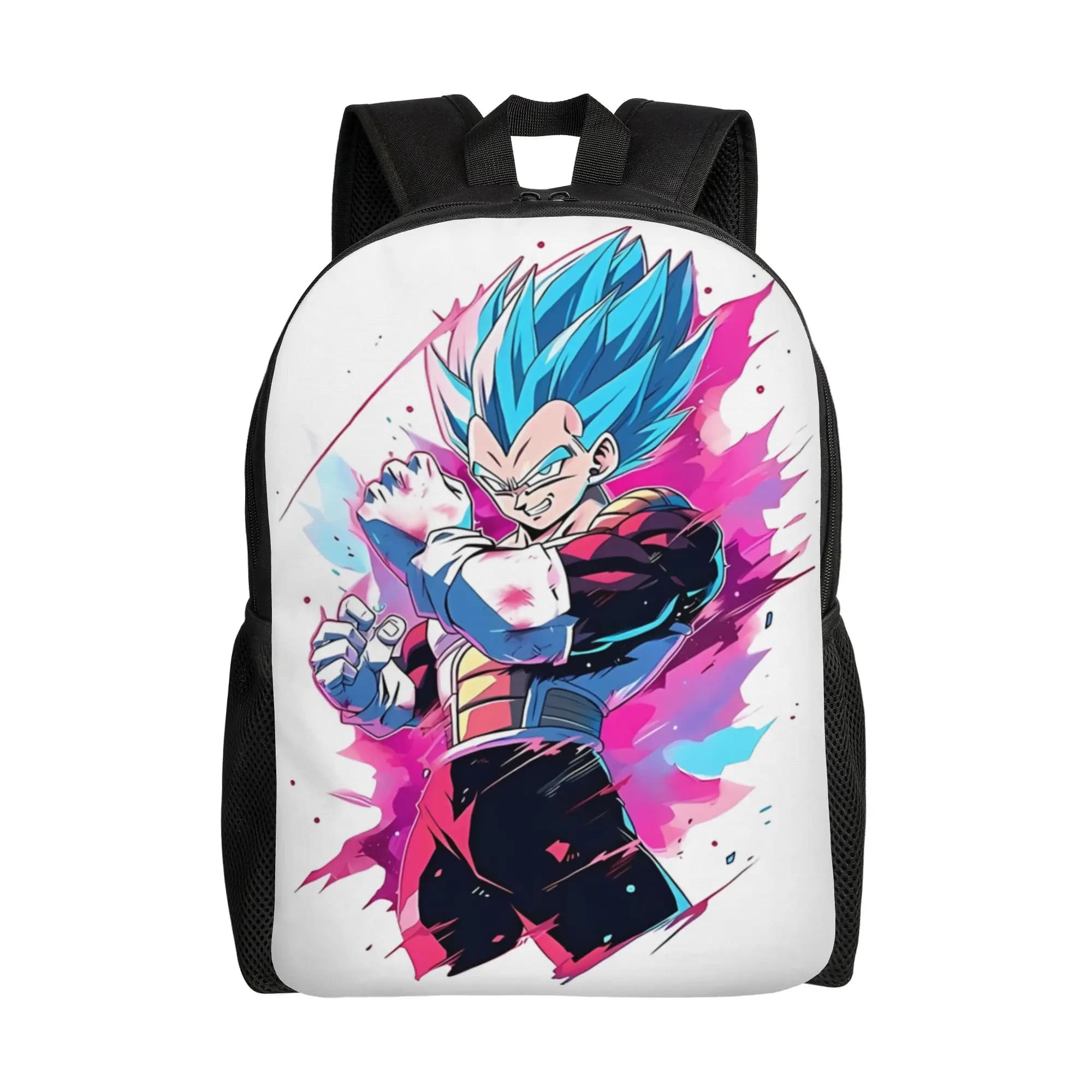 Zaino Vegeta per il Ritorno a Scuola, Stile Saiyan con Capelli Scuri, Zaino Porta-Snack da Eroe