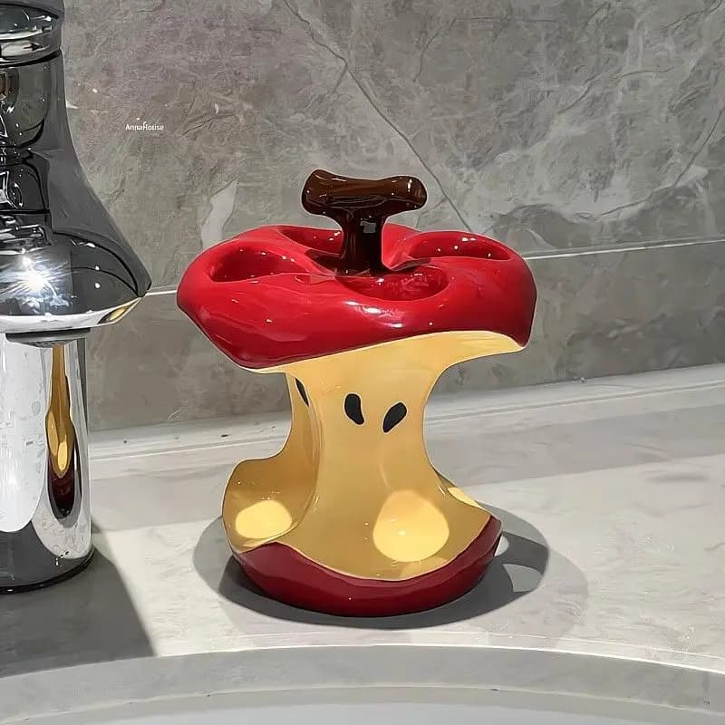 Porta spazzolino Apple Core Lavabo domestico Portaoggetti dentale Staffa di base in ceramica Decorazioni per il soggiorno Artigianato di frutta