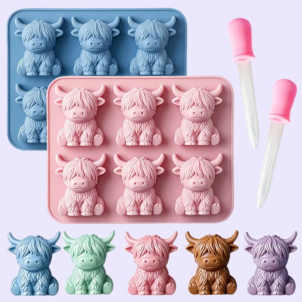 6 Cavity Yak Silicone Candle Mold Calf Plaster Mold Cute Animal Resin Epoxy Craft Tool Home Decor Car Accessory Employee Gift