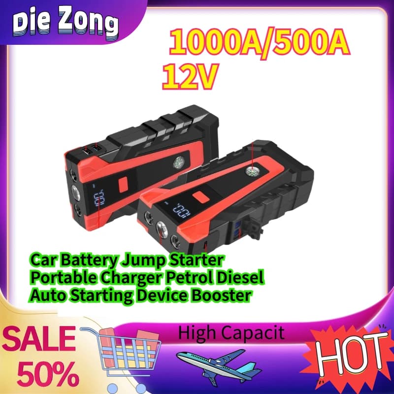 Disponibile Power Bank 1000A/500A 12V Avviatore di Emergenza per Auto Caricabatterie Portatile Dispositivo di Avviamento per Auto a Benzina e Diesel