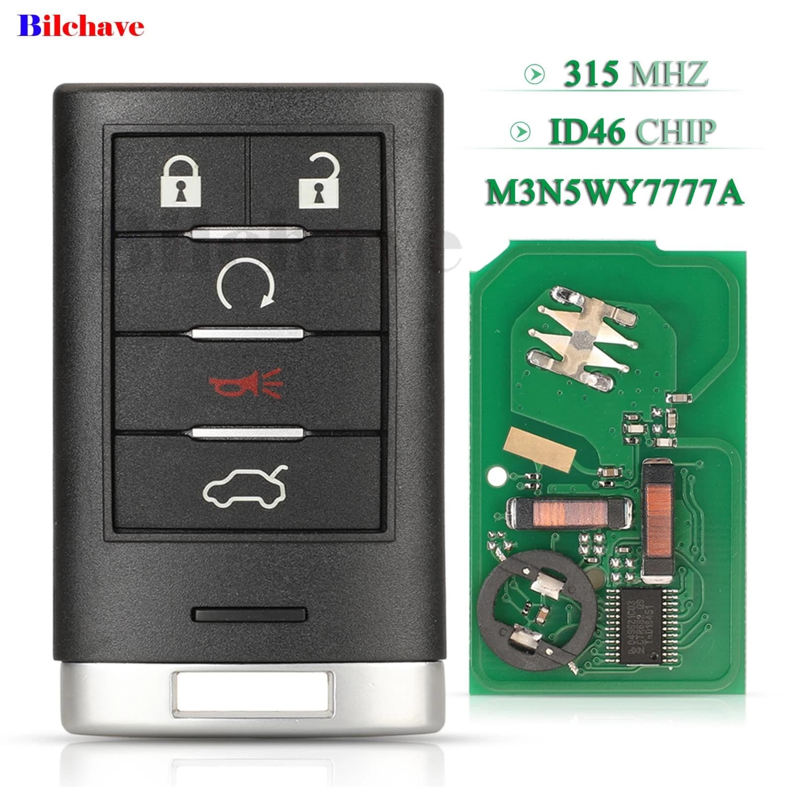 Jingyuqin 5 pulsanti per Cadillac CTS STS 2008-2014 Fob 315MHz ID46 Chip muslimsmart Remote Control Car Key Uncut Balde