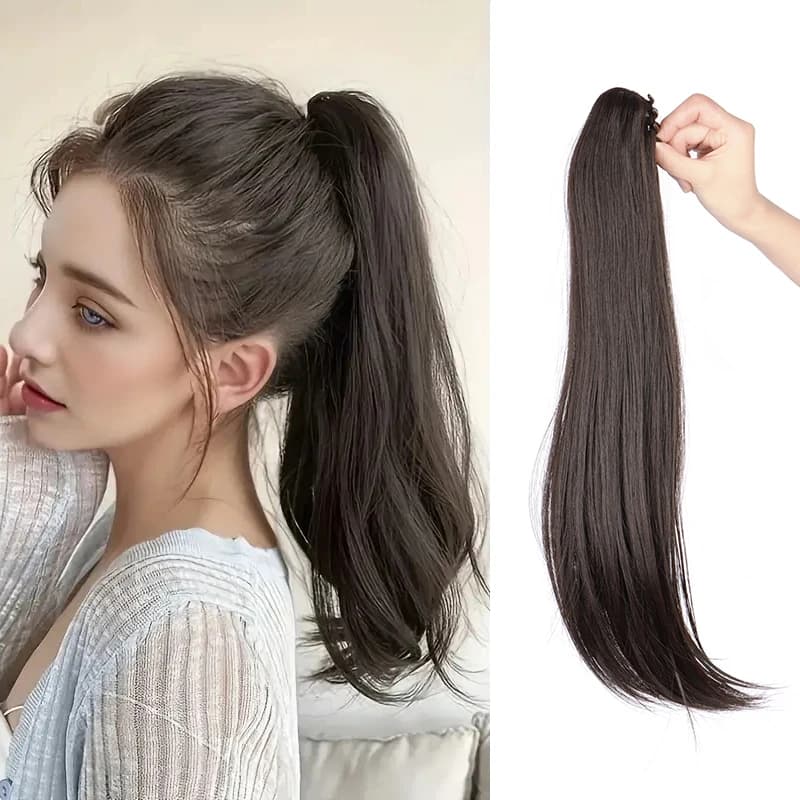 Elegante coda di cavallo sintetica da donna, capelli lunghi lisci, coda di cavallo, estensione dei capelli, clip per capelli per tutte le occasioni