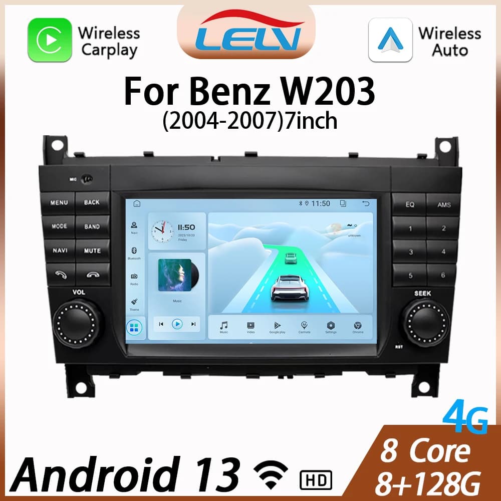 LELV 7''Carplay Android 13 2Din Autoradio BT5 HD GPS NAV Per W203 Mercedes Benz Vito W639 W168 Vaneo Clk W209 W210 M/ML