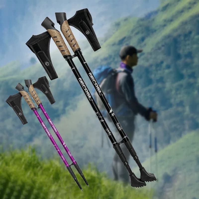 2 bastoncini da trekking in alluminio per esterni, regolabili e leggeri, per escursionismo, nordic walking, alpinismo.