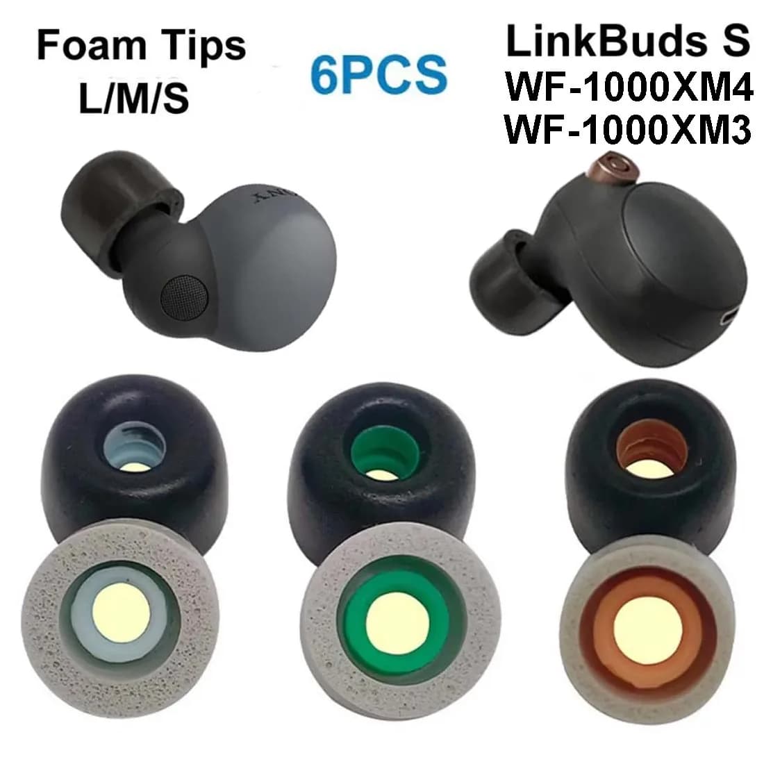 Auricolari in memory foam per Sony LinkBuds S WF-1000XM4 WF-1000XM3 Auricolari Cuscino Auricolari Tappi per le orecchie Custodia per auricolari Accessori