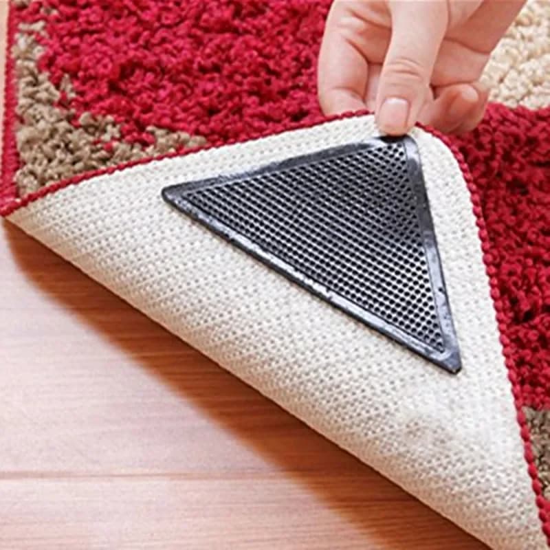 4Pcs Home Floor Rug tappeto Mat Grippers autoadesivo antiscivolo Tri Sticker riutilizzabile lavabile in Silicone Grip Car profumo Pad