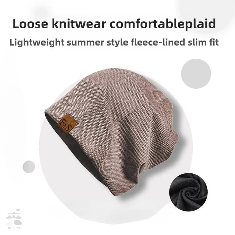 Pile pile hat, casual knitted hat, spring and autumn winter velvet addition, men's and women's outdoor Baotou pullover hat