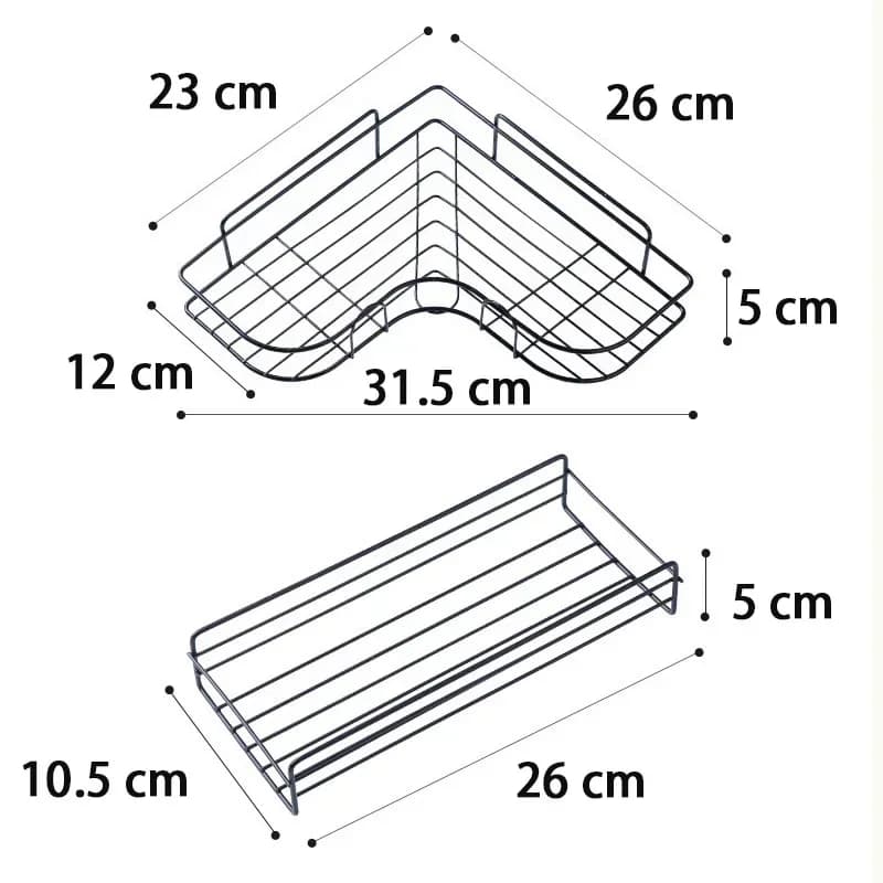 Metal Floating Wall Shelf Organizer - Multi-Purpose Storage for Bathroom, Kitchen & Shower, Space-Saving Design