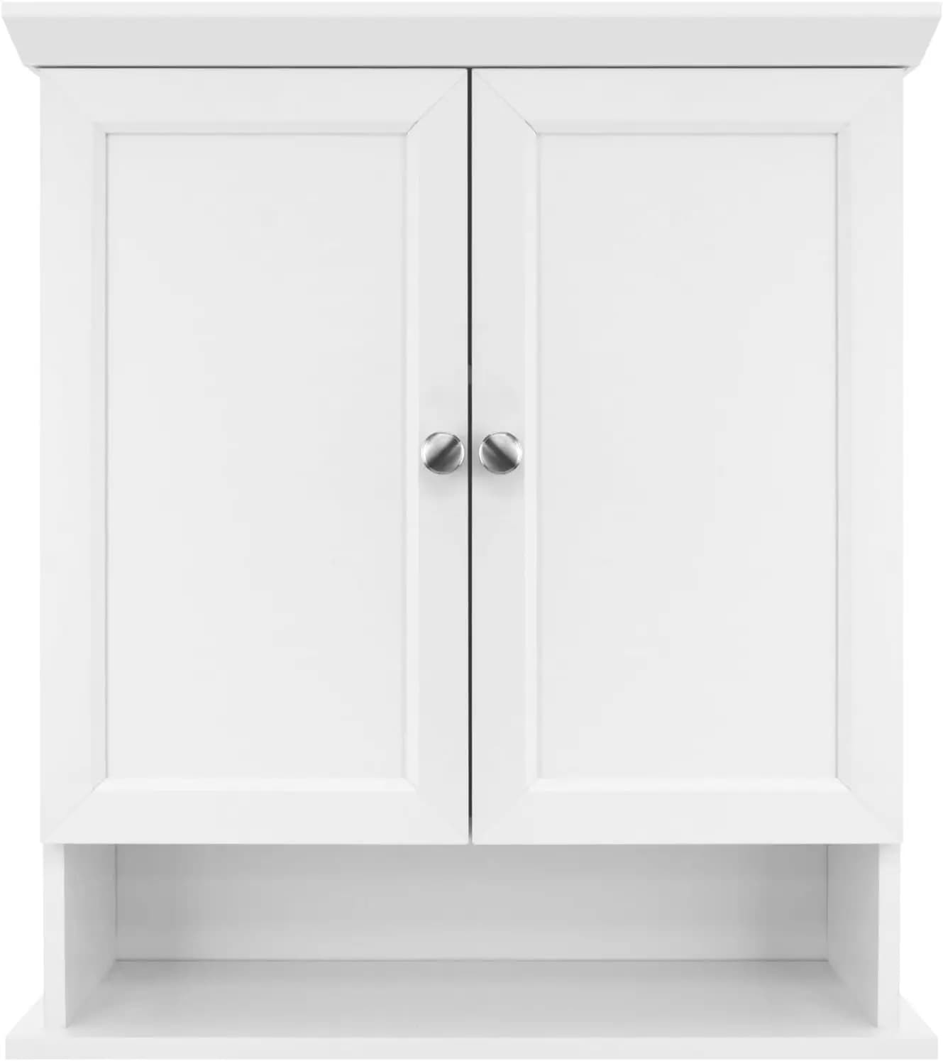 Bathroom cabinet White to Wall with Adjustable shelves, Space Organizer Above the WC for Small Environments