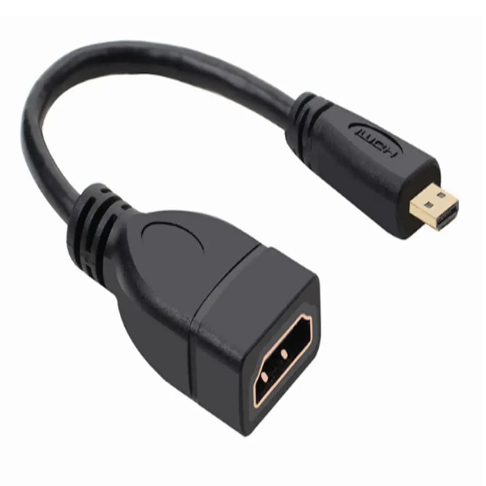 Data transmission cable from Micro HDMI (male) to HDMI (female), compatible adapter from Micro HDMI to Female HDMI