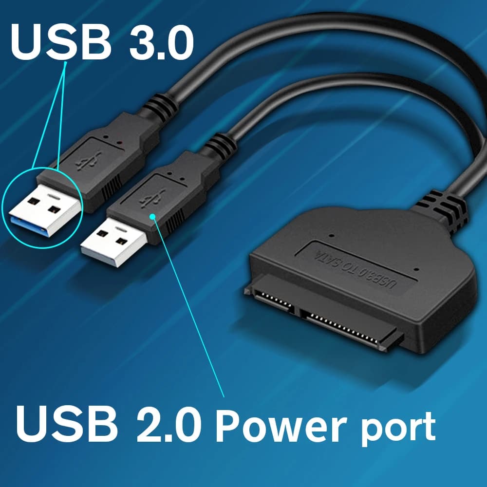 Adattatore per driver rigido da SATA a USB 3.0/2.0 Supporto per disco rigido SSD HDD esterno da 2,5 pollici Cavo Sata III a 22 pin Cavo USB SATA