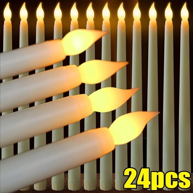 Candela a punta senza fiamma a LED Candele coniche 3D a palo lungo Luci Batteria Tealight elettronico Matrimonio Decorazioni per feste di Natale
