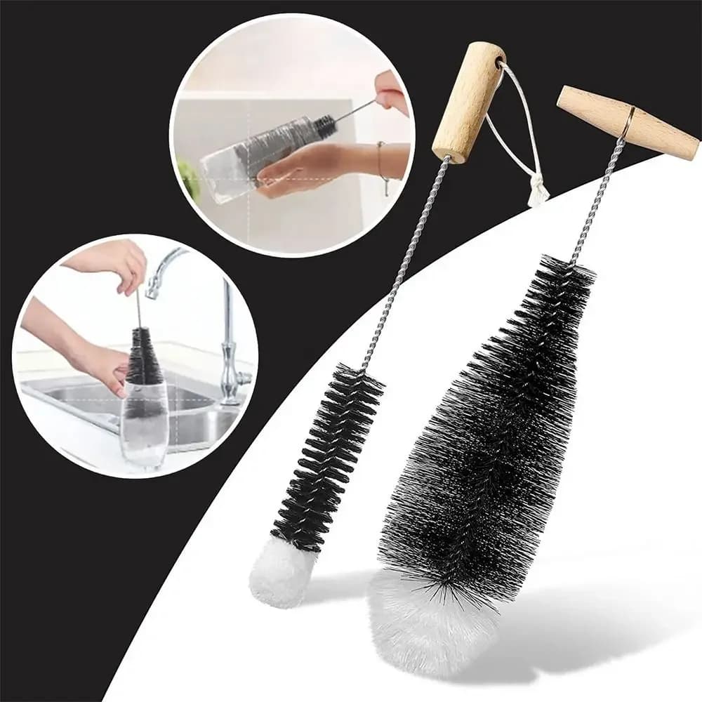 Spazzola per Bottiglie Soda Stream con Manico in Legno di Faggio, Pulitore per Vasetti in Vetro, Strumento per la Pulizia della Cucina, Spazzola per Pulire Bottiglie e Tazze