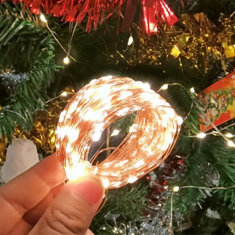 Luci Fatate a LED su Filo 10/20/50/100 LED, Luci a Stringa a Batteria per Matrimoni, Feste, Natale, Decorazione Casa e Camera da Letto, Ghirlanda