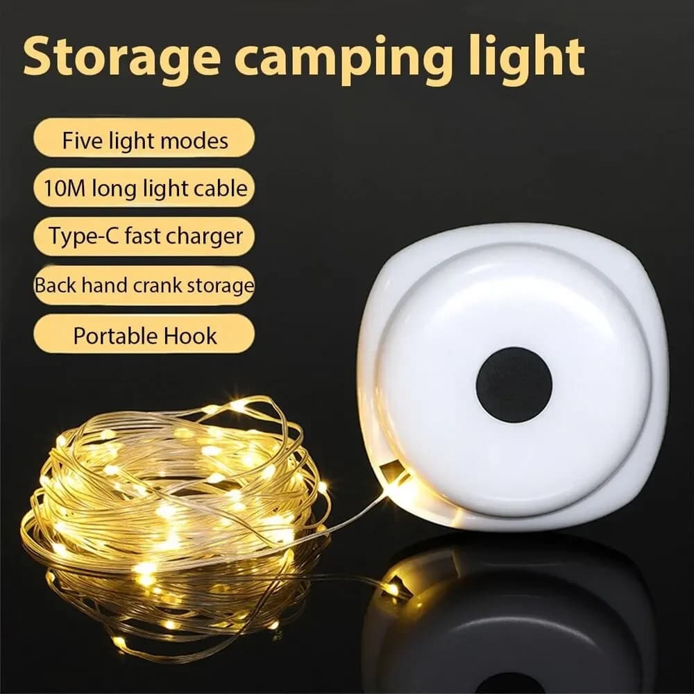 Rechargeable LED Garden Decorative Lamp, Camping Light Atmosferica 10M IPX4 Waterproof, Luminous Belt Recyclable for Tent and Room