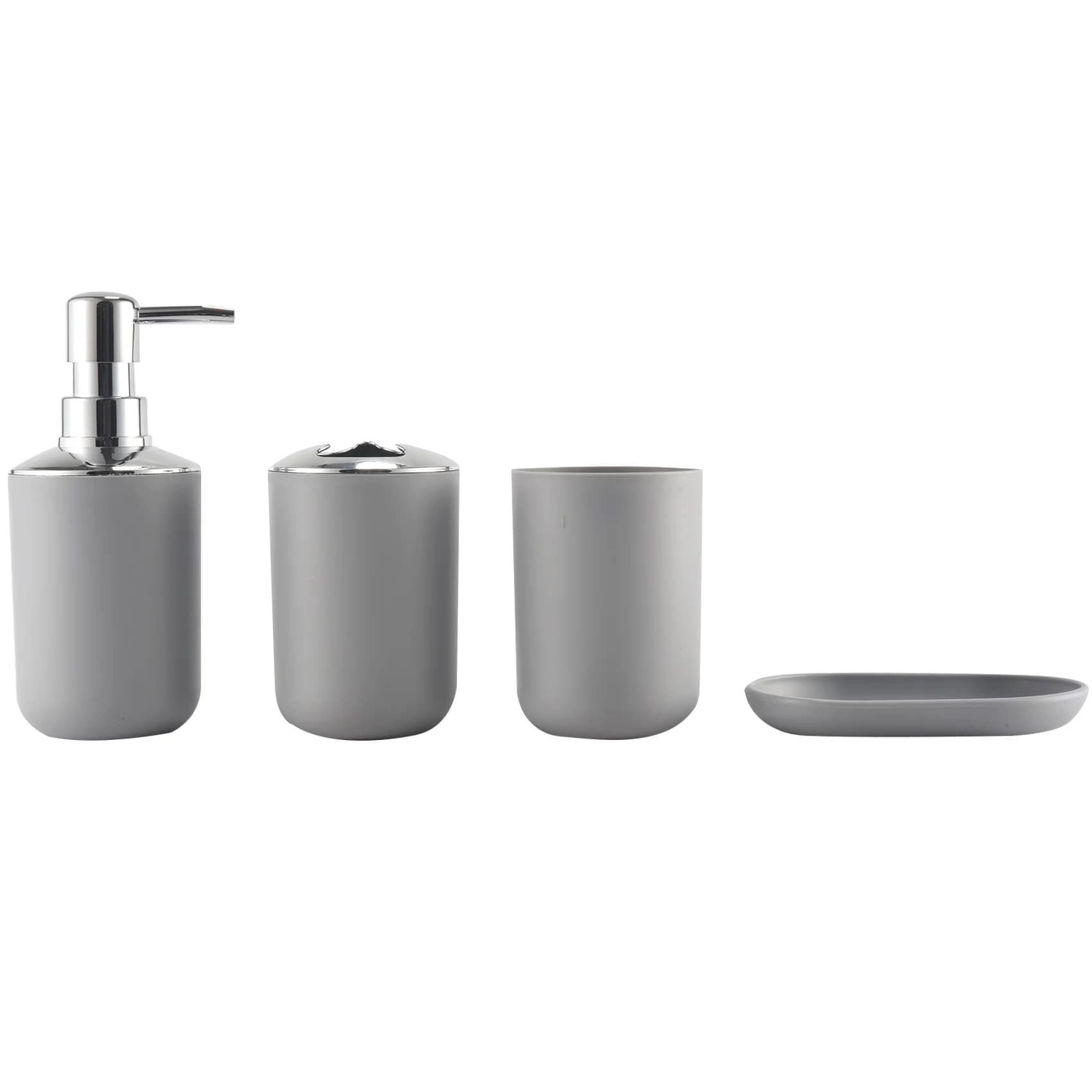 A26I-4 Pcs Plastic Bathroom Accessory Set,Bath Toilet Brush Accessories Set With Toothbrush Holder,Toothbrush Cup