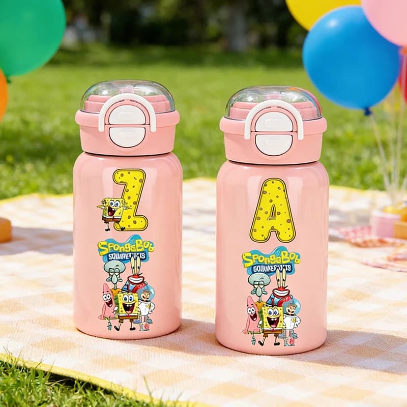 500ml SpongeBob SquarePants Stainless Steel Insulated Cup woman man Travel Water Bottle Cartoon Portable Outdoor Sport Water Cup