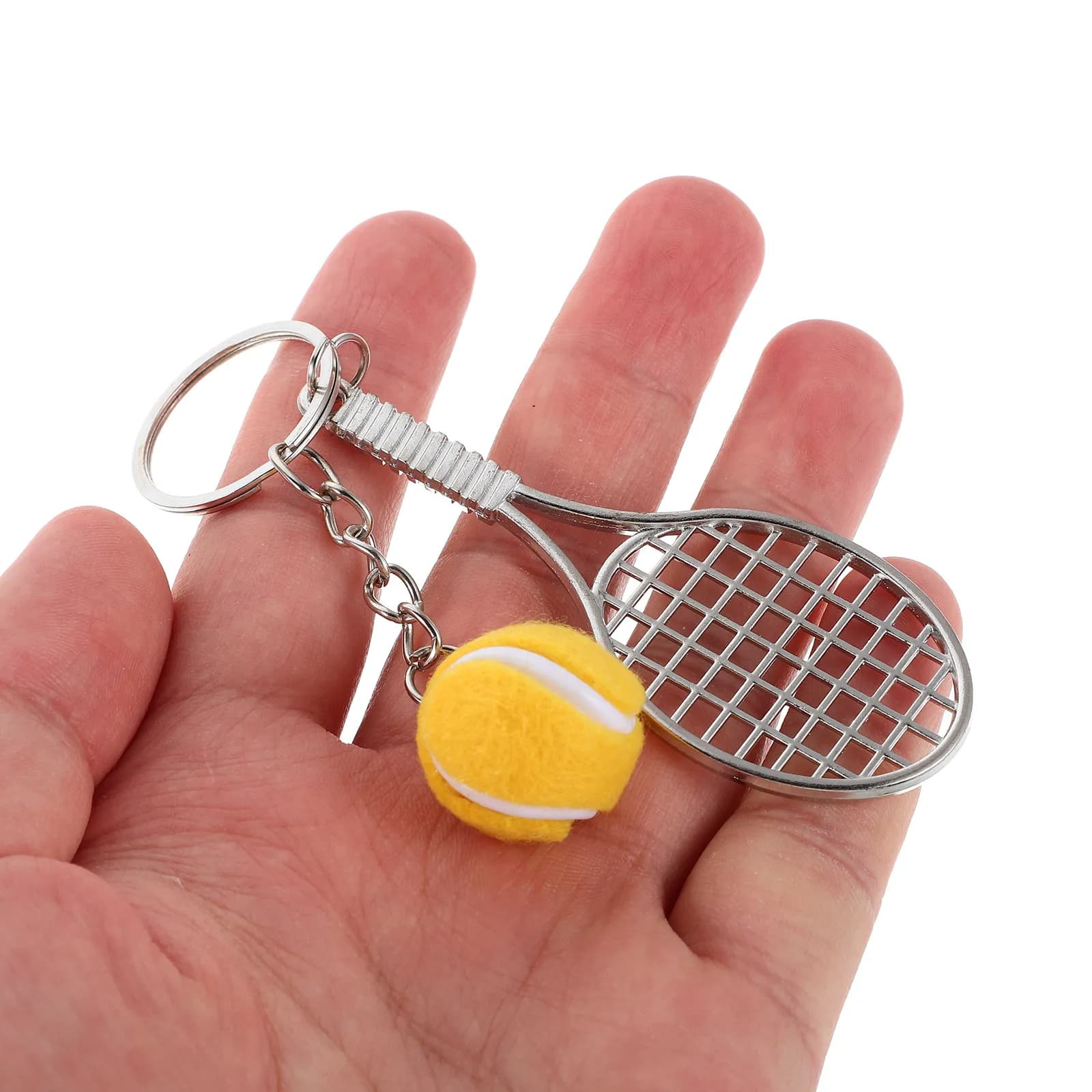 Set di 10 Mini Portachiavi a Forma di Racchetta da Tennis con Pallina Realistica, Ciondolo per Borsa Sportiva, Gadget per Feste, Premi Scolastici