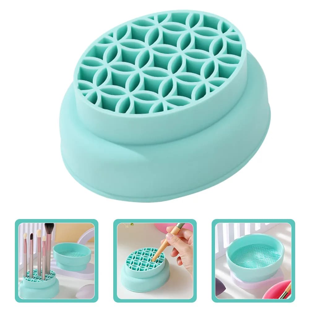 Improved Makeup Brush Cleaning Bowl, Easy to Clean, with Silicone Brush, Ideal for Fondotinta e Ombretto, Brush Container