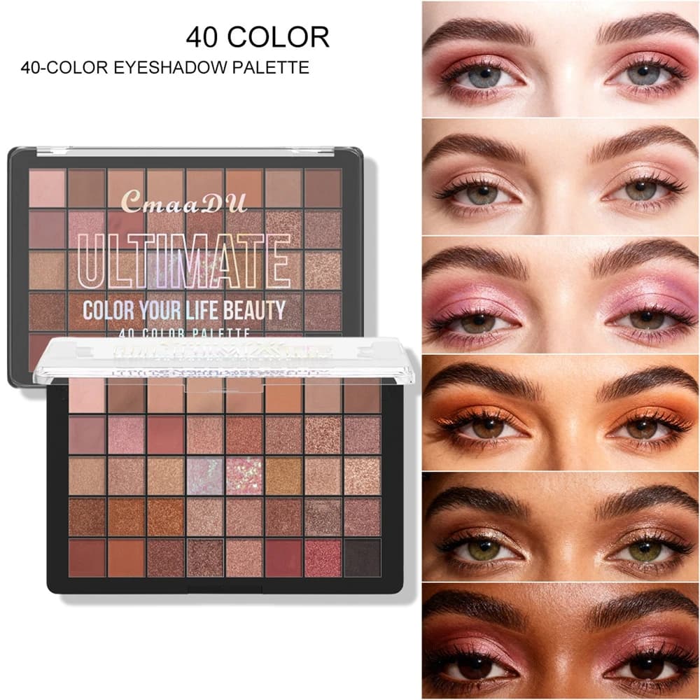 Tavolozza di ombretti glitterati da 40 colori Tavolozza di ombretti nudi impermeabili opachi luccicanti Tavolozza di trucco metallizzato pigmentato