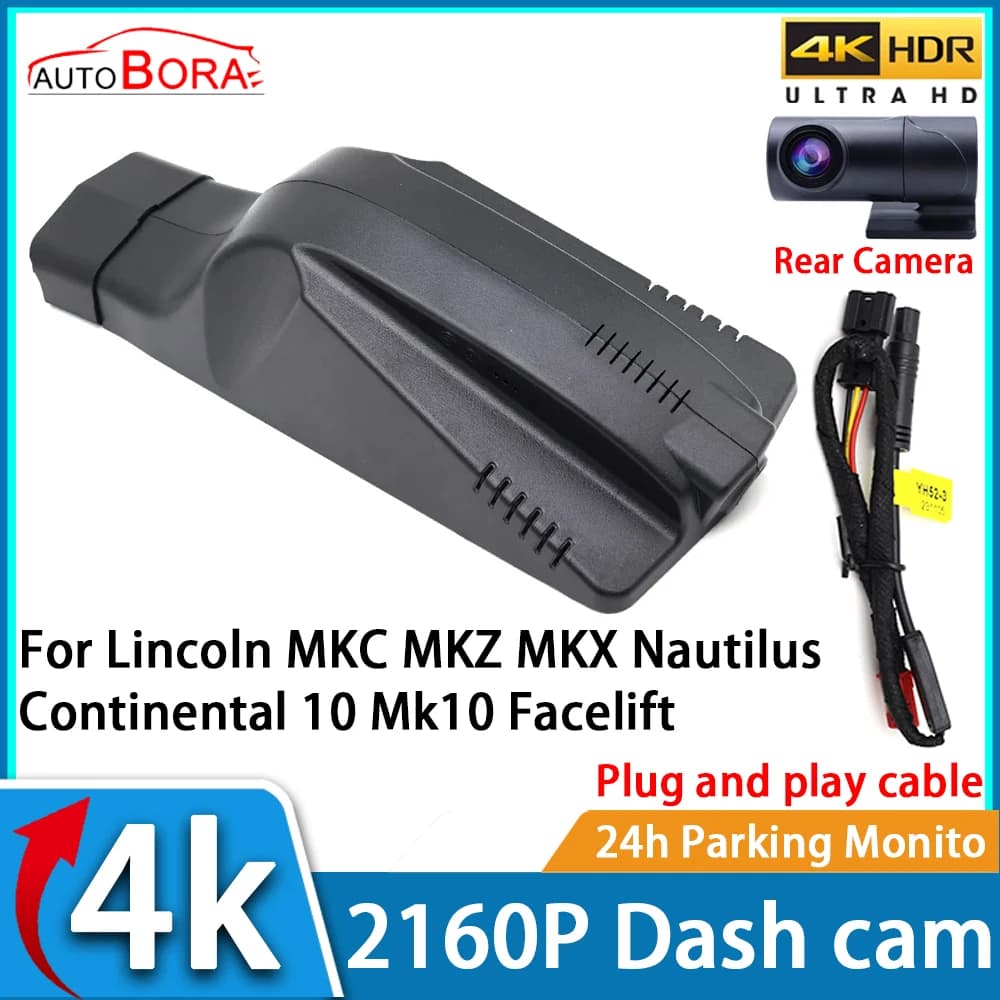 ZhuCamX DVR Dash Cam UHD 4K 2160P Video Recorder for Cars with Night Vision for Lincoln MKC MKZ MKX Nautilus Continental 10 Mk10 Facelift