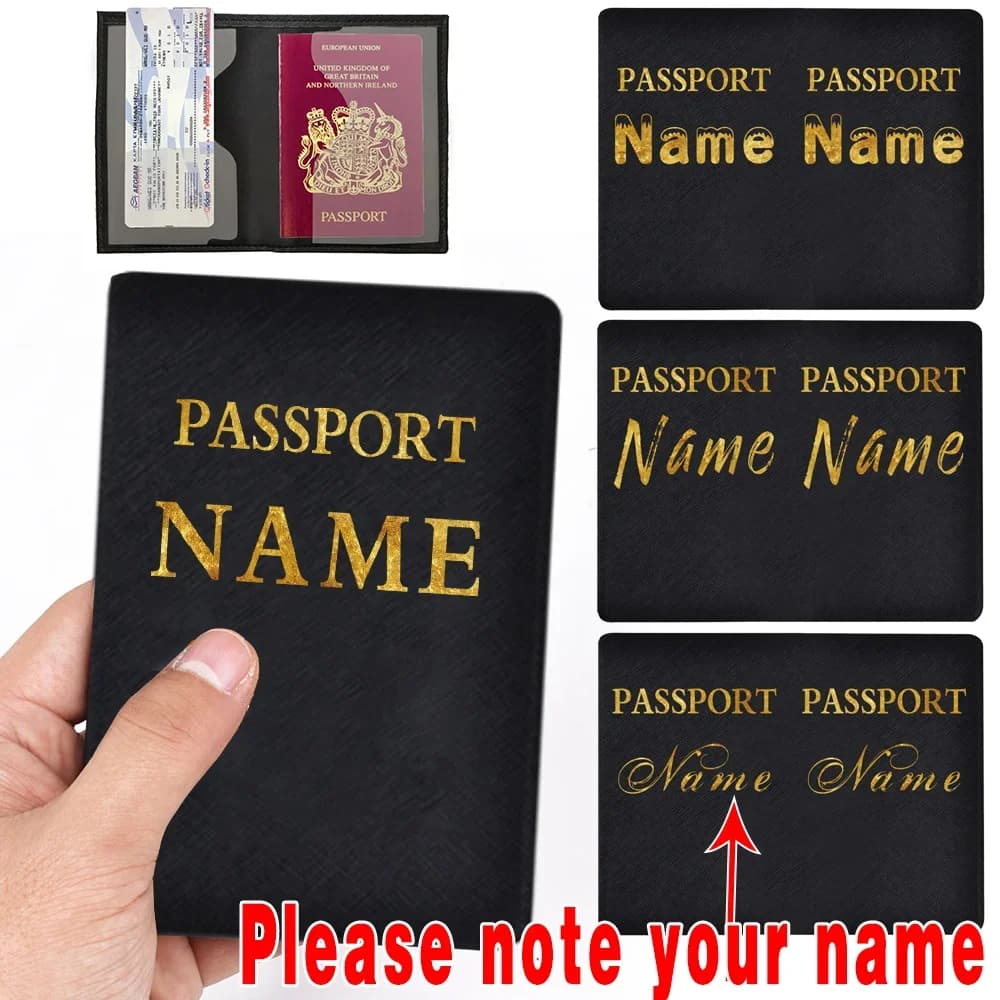 Customize Name Passport Sleeve Passport Holder ID Cover Unisex Bank Card Passport Business PU Leather Case Travel Accessorie