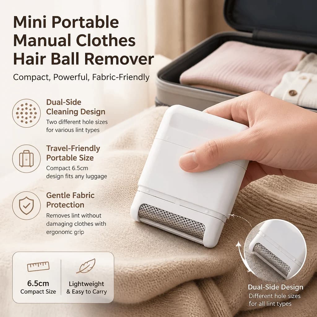 Lint Remover Clothes Shaver Portable Fabric Cleaner Manual Depiller Fuzz Remover Travel Lint Brush Garment Care Tool Dual Side