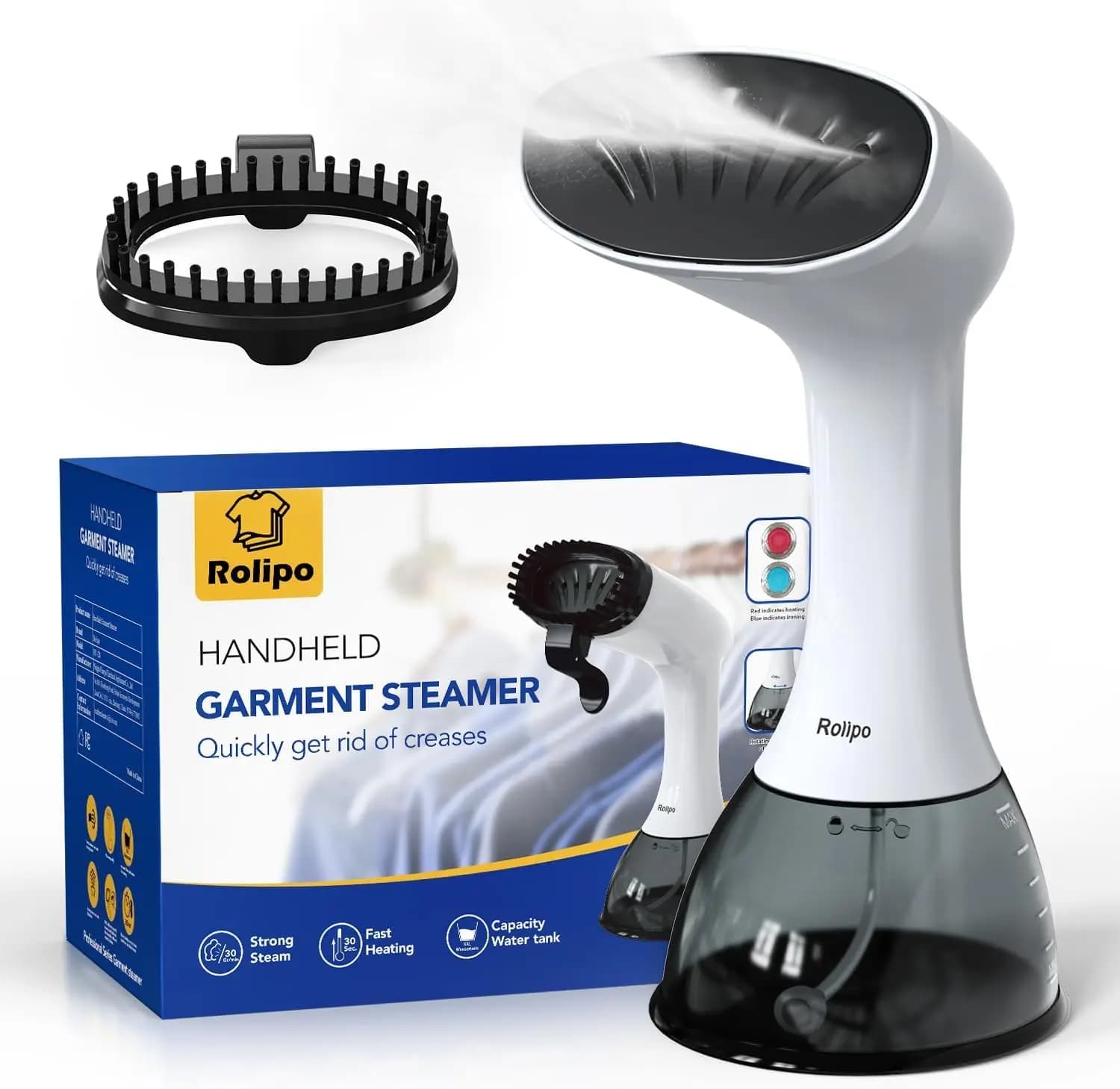 Vaporiera da 1350 W per vestiti con serbatoio grande da 400 ml, ideale per la casa, l'ufficio, i viaggi - Dispositivo antirughe