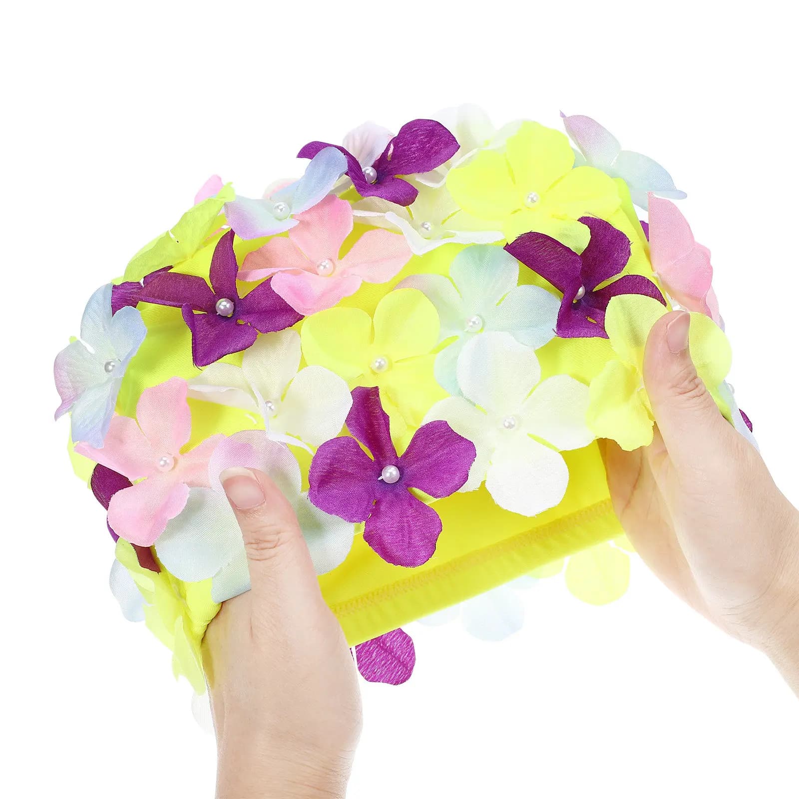 Large Swimming Head with Floral Petals, Colorful Bathroom Hat 22x15x0.5cm, Easy to Wear, Anti-slip, For Women