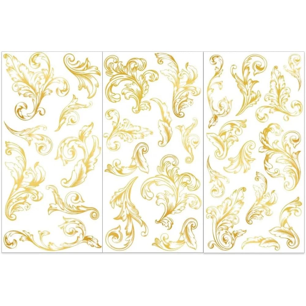 3pcs/Set Damask Rub on Transfers for Furniture and Crafts 6x12 inch Vintage Floral Furniture Decals Flower Transfer Stickers