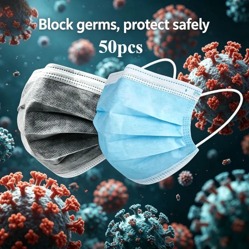 Masks 3-layer Mask Face Masks Melt Blown Cloth Disposable Anti-Dust Protective Masks Mouth 50pcs Mask Activated Carbon Face Mask