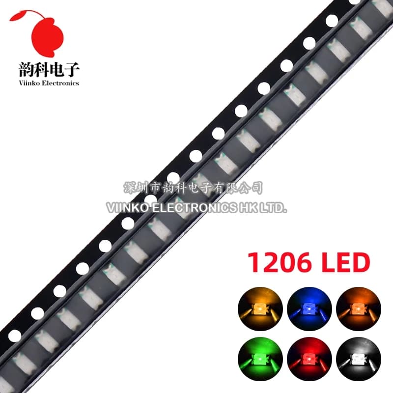 100 pz 1206 SMD LED Bianco Rosso Blu Giallo Verde Arancione Bianco Caldo Rosa Viola RGB Diodo Emettitore di Luce