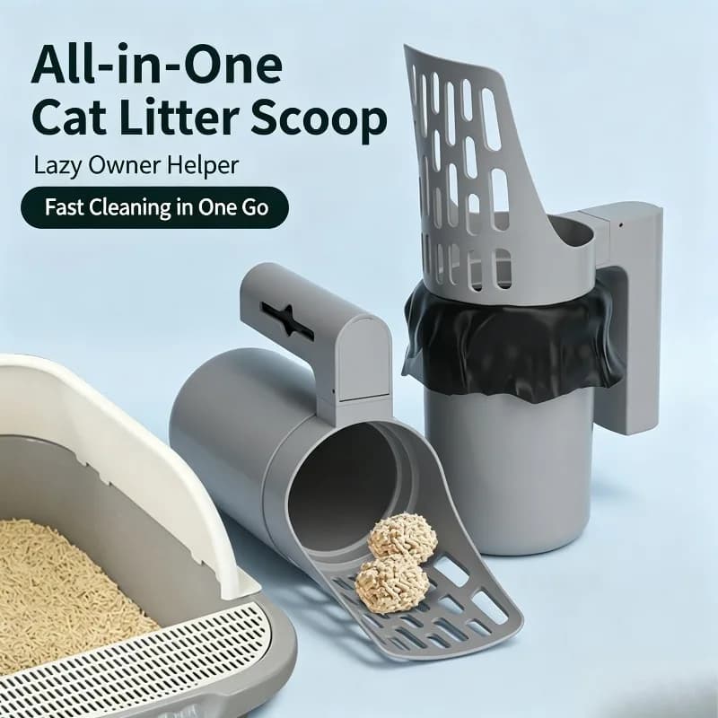 All‑in‑one Cat Litter Scoop Detachable Large Capacity Litter Shovel with Garbage Bag Holder for Cat Cleaning