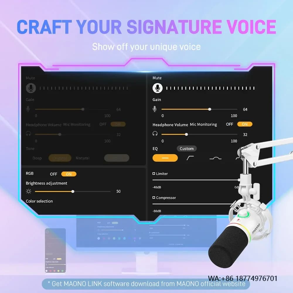 Maono PD200X RGB Microfono da gioco Microfono dinamico USB/XLR Microfono dual mode Podcast Mic RGB USB Gaming Mic XLR Mic