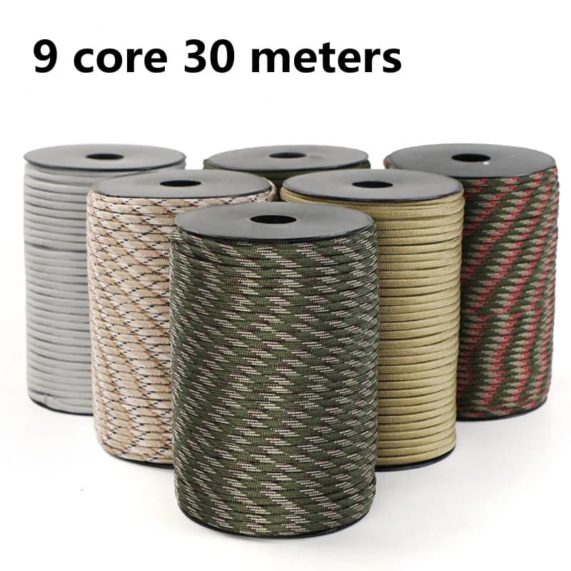 30M 550 Military Standard 9-Core Paracord Rope 4mm Outdoor Parachute Cord Survival Umbrella Tent Lanyard Strap Clothesline