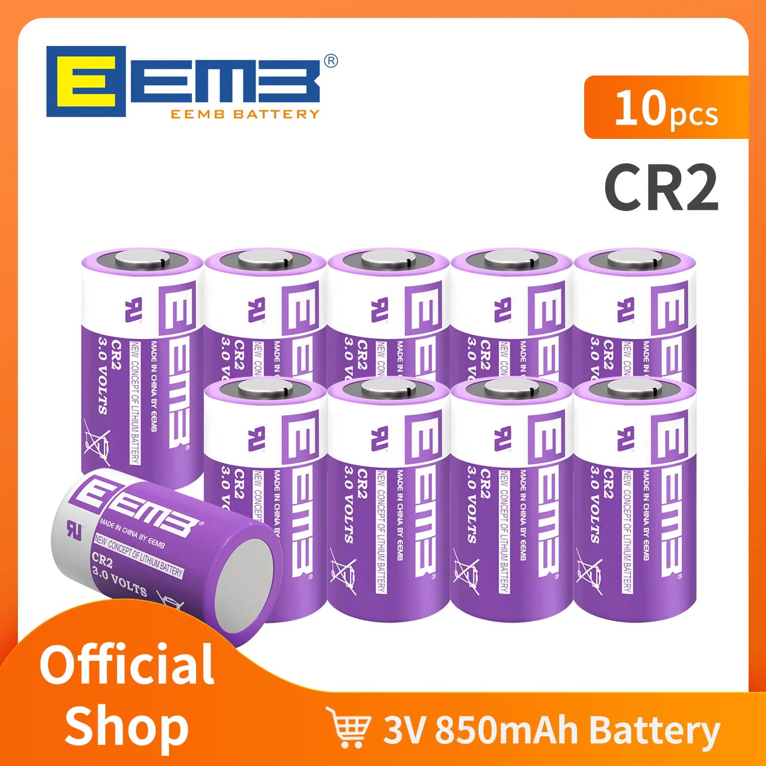 EEMB CR2 3V batteria al litio 850mAh batteria Non ricaricabile per microfoni fotocamera rilevatore di fumo campanello torcia elettrica