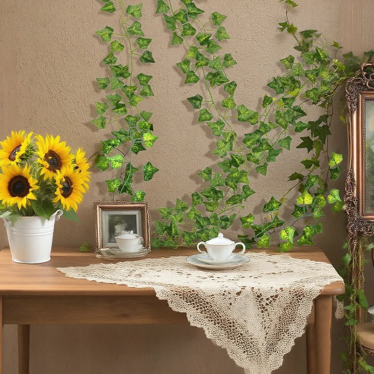 Piante Artificiali 2 Metri, Foglie di Edera Verde, Accessori per la Casa, Decorazioni per Palcoscenici, Regali, Composizioni Floreali Nuziali, Arco Fai da Te Sospeso