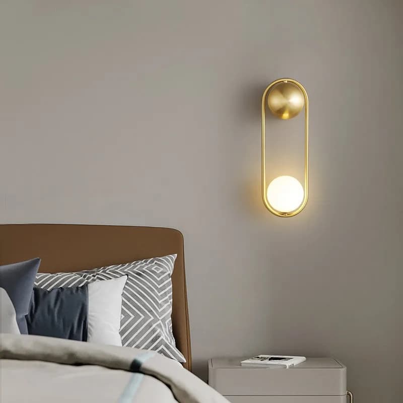Lampada da Parete a LED in Stile Nordico con Sfera in Vetro e Ferro per Soggiorno, Specchio Bagno, Camera da Letto, Comodino, Ingresso, Corridoio - Stile Semplice